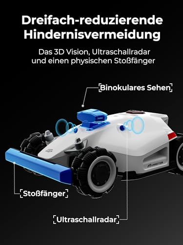 MAMMOTION LUBA 2 AWD 5000 Mähroboter ohne Begrenzungskabel für Rasenflächen bis 5000 m², Rasenmäher Roboter 3D Vision+RTK Fusion-Mapping, 80% Steigung, Schnitthöhe 25-70mm, Schnittbreite 40cm