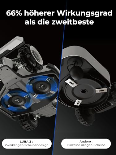 MAMMOTION LUBA 2 AWD 5000 Mähroboter ohne Begrenzungskabel für Rasenflächen bis 5000 m², Rasenmäher Roboter 3D Vision+RTK Fusion-Mapping, 80% Steigung, Schnitthöhe 25-70mm, Schnittbreite 40cm