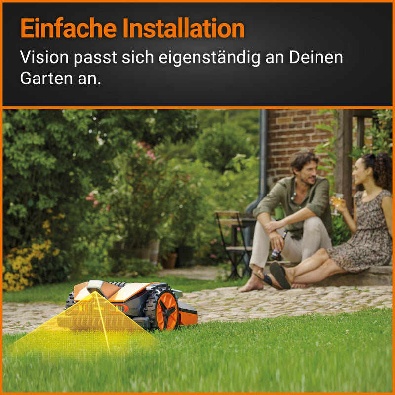 WORX Landroid Vision L1600 Mähroboter WR216E.1 für Gärten bis 1600m² - intelligenter Mähroboter ohne Begrenzungskabel – WLAN & Bluetooth – aktive Hindernisvermeidung mit KI-Technologie – APP Steuerung