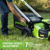 Greenworks Pro 60V 51cm Brushless Nascower Kabellos Schnitthöhe 25-85mm Klappgriff Vertikale Lagerung mit 60 Liter Beutel (mit Akku und 4Ah Ladegerät)